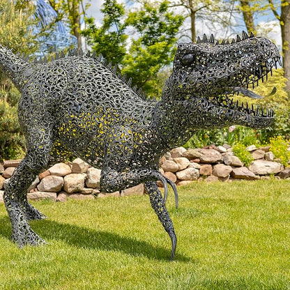 Zaer Ltd. 7.33ft. Tall Giant Metal Tyrannosaurus Rex Garden Statue Chompers