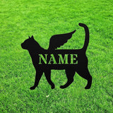 Cat Angel Wings Black Cat Angel Statue Figurine For Garden Sign Memorial Ornament Metal Burial Bereavement Sympathy Grave Marker for Yard Garden Porch Lawn Grassland Park Farm Flowerpot Decor.