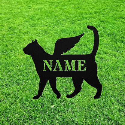 Cat Angel Wings Black Cat Angel Statue Figurine For Garden Sign Memorial Ornament Metal Burial Bereavement Sympathy Grave Marker for Yard Garden Porch Lawn Grassland Park Farm Flowerpot Decor.
