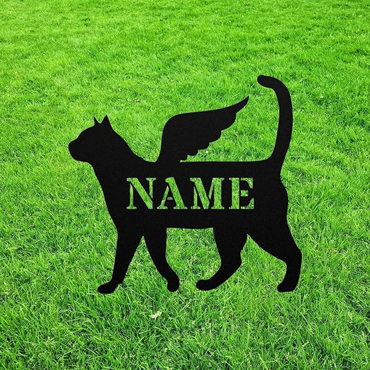 Cat Angel Wings Black Cat Angel Statue Figurine For Garden Sign Memorial Ornament Metal Burial Bereavement Sympathy Grave Marker for Yard Garden Porch Lawn Grassland Park Farm Flowerpot Decor.