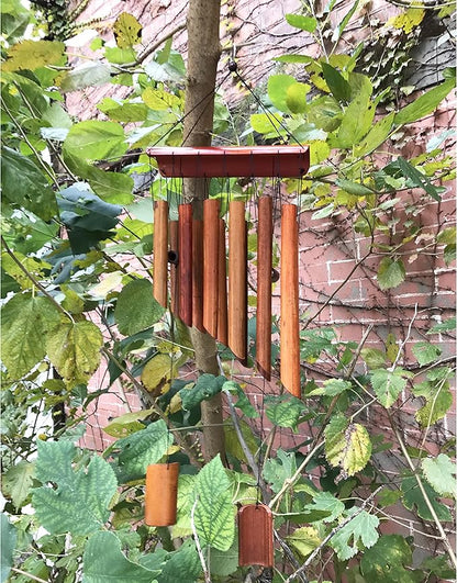 Large 65cm (25") 12 Tubes Double Antique Nature Bamboo Feng Shui Wind Chime Indoor Outdoor Wooden Melody Wind Bell