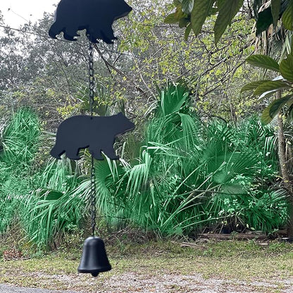 Black Bear Rain Chain - 75 inches Long with 8 3D Bear Designs, Weighted Bell for Wind Chime Sound, Durable and Weather-Resistant - Eco-Friendly Rainwater Collection or Downspout Replacement