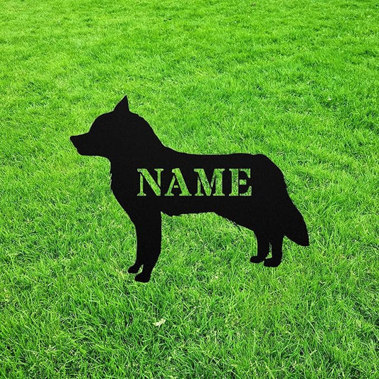 Personalized Huskie Metal Silhouette Garden Statue Stake,Custom Huskie Outdoor Yard Art,Memorial Remembrance Outdoor Sculpture for Yard Garden Porch Lawn Grassland Park Farm Flowerpot Decor.