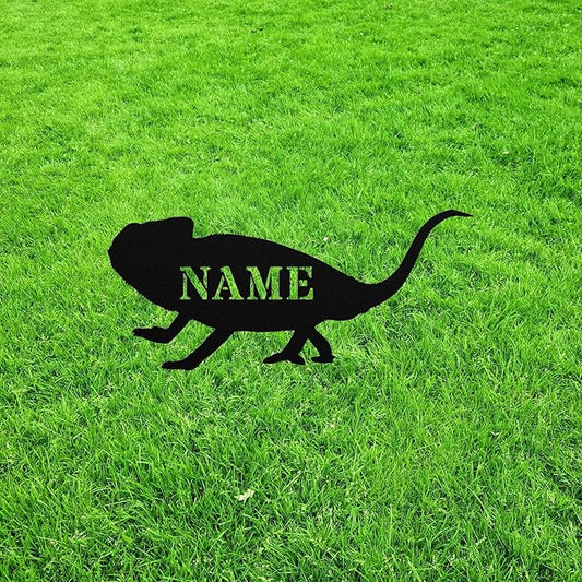 Custom Chameleon Yard Statue Stake,Custom Metal Outdoor Garden Art Decor,Memorial Remembrance Sculpture Figurine Figure Silhouette for Yard Garden Porch Lawn Grassland Park Farm Flowerpot Decor.