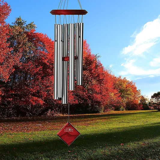 Woodstock Chimes Pluto Wind Chime for Outside 27" Silver Small, Light Airy Sound for Outdoor Garden, Patio, Porch Decor, Encore Collection DCS27