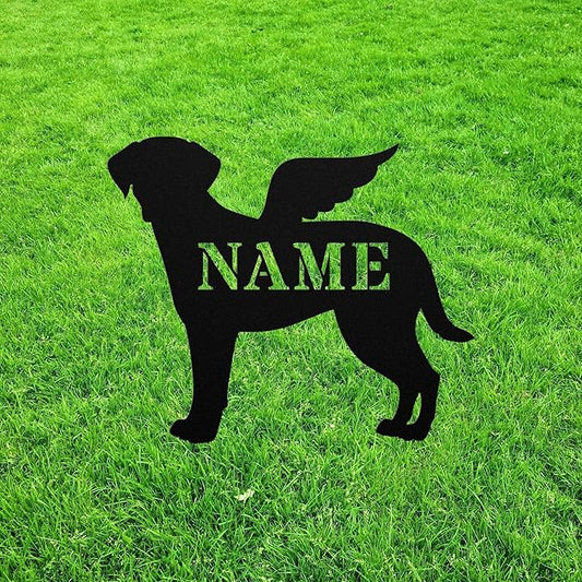 Black Lab Angel Wings Labrador Angel Statue Figurine For Sign Memorial Ornament Metal Burial Bereavement Sympathy Gift Grave Marker for Yard Garden Porch Lawn Grassland Park Farm Flowerpot Decor.