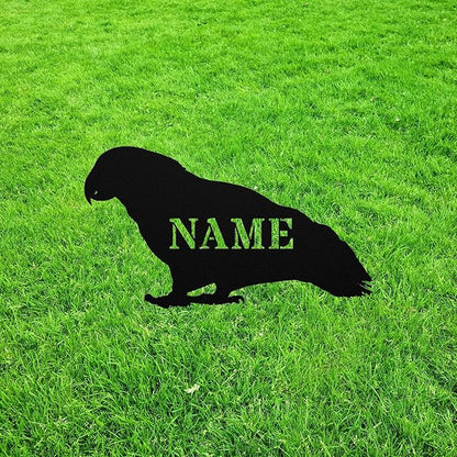 Personalized African Grey Parrot Yard Statue Stake,Custom Metal Outdoor Garden Art Decor Memorial Remembrance Sculpture Figurine for Yard Garden Porch Lawn Grassland Park Farm Flowerpot Decor.