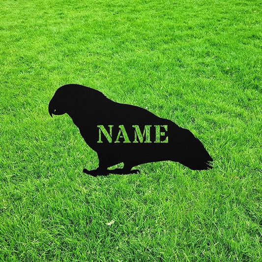 Personalized African Grey Parrot Yard Statue Stake,Custom Metal Outdoor Garden Art Decor Memorial Remembrance Sculpture Figurine for Yard Garden Porch Lawn Grassland Park Farm Flowerpot Decor.