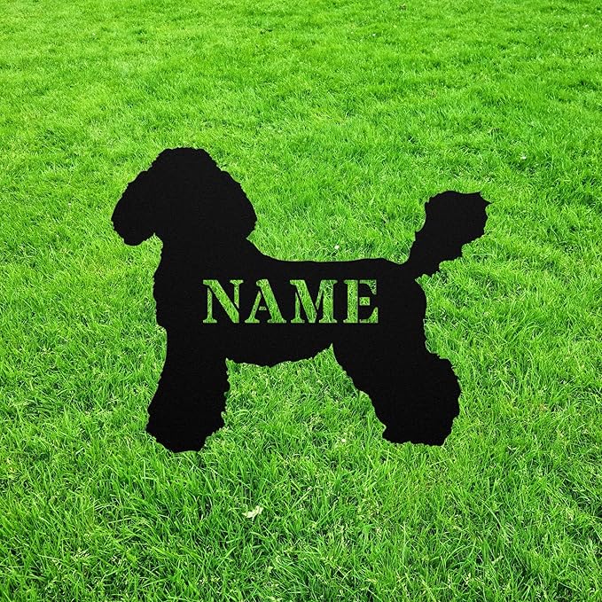 Personalized Medium Poodle Yard Statue Stake Custom Metal Outdoor Garden Art Decor Memorial Remembrance Sculpture Figurine Figure for Yard Garden Porch Lawn Grassland Park Farm Flowerpot Decor.