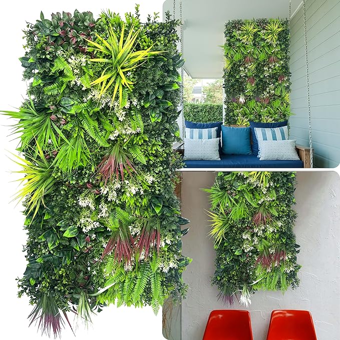 ODTORY Artificial Hedge Grass Wall Panel: 40" x 20" UV-Anti Faux Boxwood Ivy Greenery Backdrop, Fake Green Plant Fence for Indoor & Outdoor Privacy Screen and Home Decor