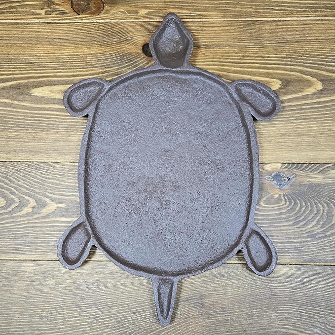 13" Cast Iron Turtle Stepping Stone – Heavy-Duty Rustic Brown Garden Paver, Decorative Outdoor Pathway Stone, Textured Design for Yard, Lawn, and Landscaping