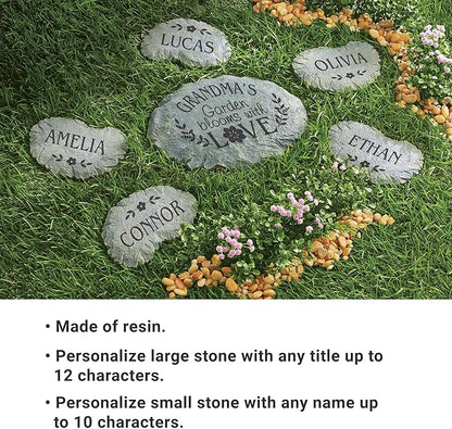 Let's Make Memories Personalized Blooms with Love Garden Small Garden Stones – for Mom/Kids or Grandma/Grandkids – Customize with Title & Names