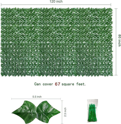 Bybeton 80"x120" Artificial Ivy Privacy Fence Screen - Fade-Resistant Faux Greenery Hedge Panels for Outdoor, Deck, Patio, Balcony & Chain Link Fence Cover