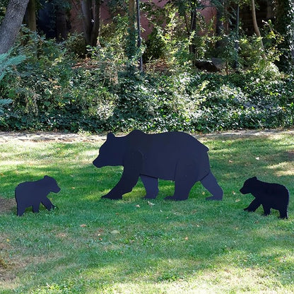 Black Bear Yard Art – All-Weather PVC Bear Family Garden Sculpture, Outdoor Wildlife Silhouette Decor for Lawn, Yard, Patio & Holiday Display (White)