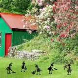 CUweipeng Metal Garden Stakes Decorative - 5Pcs Funny Working Farm Ant Garden Decor Black Metal Humor Art Yard Stake Animal Outdoor Decoration for Pathway Lawn Garden Backyard Birthday Gift Party #B