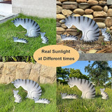 3 Pack Metal Cat Family Garden Statues, Outdoor Decorative Silhouette Stakes for Yard and Patio Lawn Ornaments - Animal Sculpture Art (Grey)