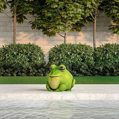 Frog Statue-Resin Chubby Animal Figurine for Outdoor Lawn and Garden Décor-Great for Flower Beds, Fairy Gardens, Backyards and More by Pure Garden