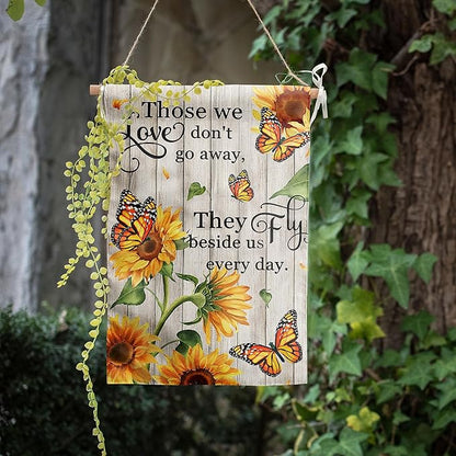 Memorial Garden Flag Monarch Butterfly Decor Sunflower Flags for Cemetery Grave Flag Those We Love Don't Go Away They Fly Beside Us Every Day Signs