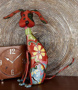 Deco 79 Metal Dog Decorative Garden Sculpture Indoor Outdoor Garden Statue with Floral Pattern, Outdoor Sculpture 12" x 6" x 17", Multi Colored