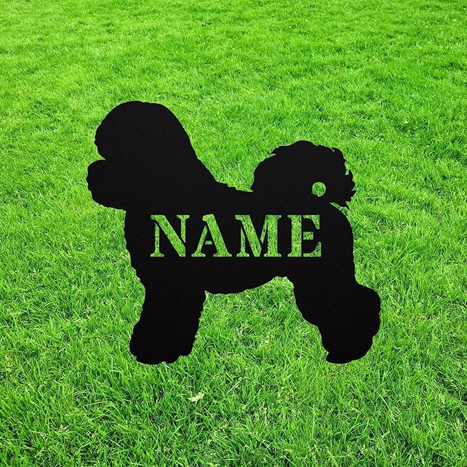 Poochon Garden Statue Stake,Poochon Outdoor Yard Art Decor,Poodle Bichon Frise Personalized Memorial Remembrance Sculpture for Yard Garden Porch Lawn Grassland Park Farm Flowerpot Decor.
