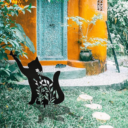 Metal Black Cat Statue - Garden Yard Decoration, Cat Gifts, Outdoor Home Decoration