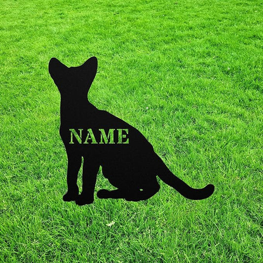 Personalized Abyssinian Cat Yard Statue Stake,Custom Metal Outdoor Garden Decor,Memorial Remembrance Sculpture for Yard Garden Porch Lawn Grassland Park Farm Flowerpot Decor.