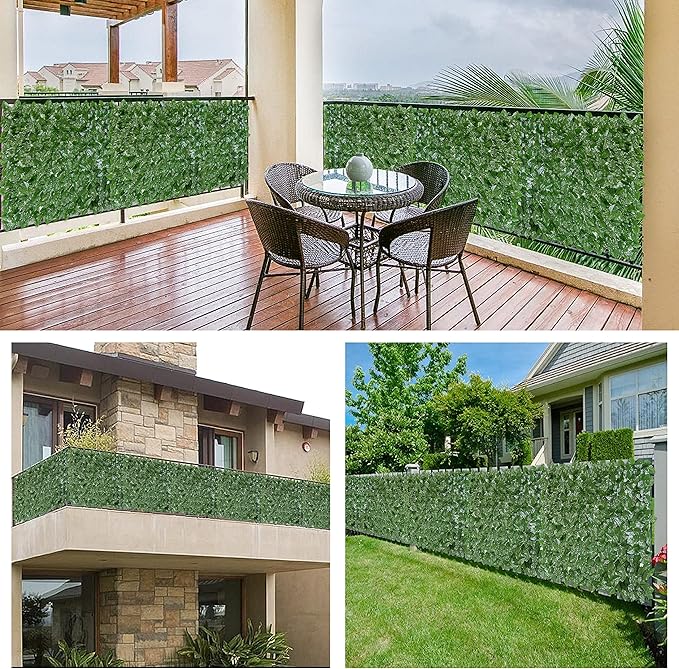 Bybeton 80"x120" Artificial Ivy Privacy Fence Screen - Fade-Resistant Faux Greenery Hedge Panels for Outdoor, Deck, Patio, Balcony & Chain Link Fence Cover