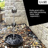 U-nitt Rain Chain Water Collection for Gutters Rainwater Catcher & Diverter, 8.5 FT Chains for Outside Garden, Antique Copper Cups, Roof Downspout, Works with Heavy Rain, w/Gutter Clip for Rainchains