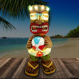 Large Float Tiki Garden Statue,Funny Tiki Decor Figurine with Multi-Color Changing Solar Lights,Hawaiian Tiki Man Outdoor Patio Yard Lawn Bar Party Beach Pool Decoration,Christmas Ornament Gift