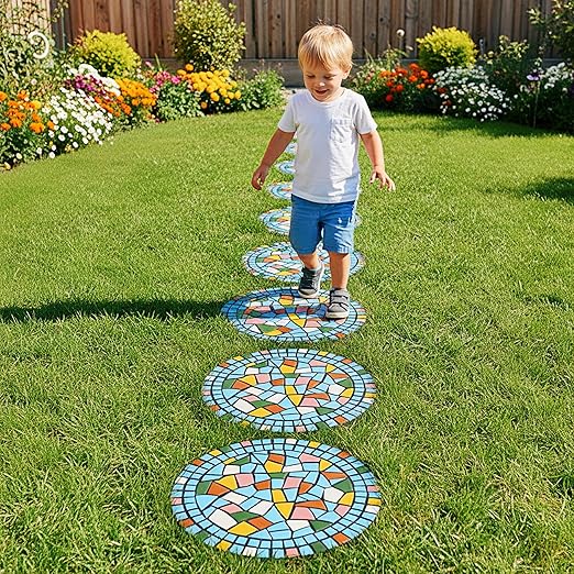 Garden Decoration - Mosaic Stepping Stone - Patio Decoration Stone 12 Inch (Blue)