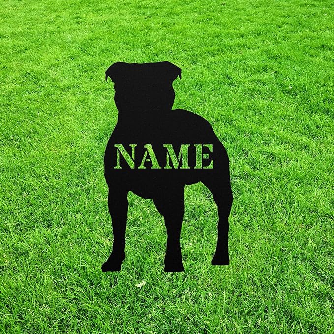 Personalized Staffy Metal Silhouette Garden Statue Stake,Custom Staffie Outdoor Decor,Memorial Remembrance Outdoor Sculpture for Yard Garden Porch Lawn Grassland Park Farm Flowerpot Decor.