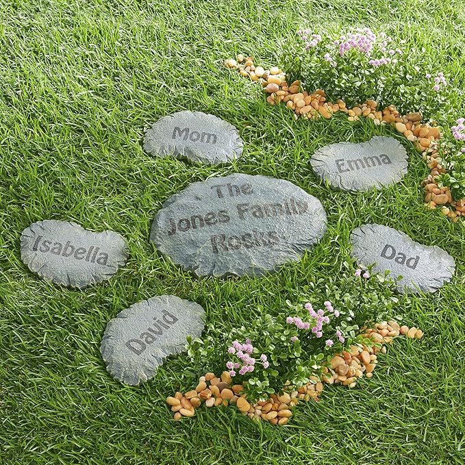 Let's Make Memories Personalized Rockin' Family Garden Stones - Garden Décor - Small - Customize Names