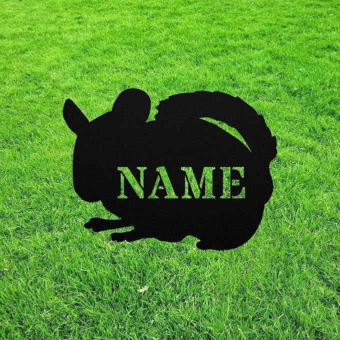 Chinchilla Yard Statue Stake,Custom Metal Outdoor Garden Art Decor,Memorial Remembrance Sculpture Figurine Figure Silhouette for Yard Garden Porch Lawn Grassland Park Farm Flowerpot Decor.