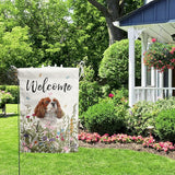Floral Cavalier King Charles Spaniel Garden Flag Spring Summer House Flags 28 x 40 Double Sided Flower Dog Yard Flags for Outside Large Outdoor Welcome Flags