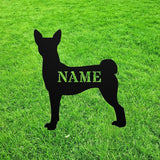 Personalized Basenji Yard Statue Stake Custom Ango Angari Metal Outdoor Garden Art Decor Barkless Dog Memorial Sculpture Figurine for Yard Garden Porch Lawn Grassland Park Farm Flowerpot Decor.