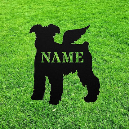 Miniature Schnauzer Angel Wings Min Schnauzer Statue Figurine Sign Memorial Ornament Metal Burial Bereavement Sympathy Marker for Yard Garden Porch Lawn Grassland Park Farm Flowerpot Decor