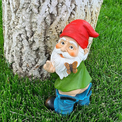 Mood Lab Garden Gnome - Pants Down Gnome with Middle Finger - 9.3 Inch Tall Outdoor or Indoor Decor