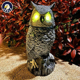 Solar Powered Snow Owl with Glowing Eyes, Rotatable Head, Realistic Hoots, Detection and Silent Mode, Garden Sculpture, Decoration for Home, Garden, Patio and Lawn