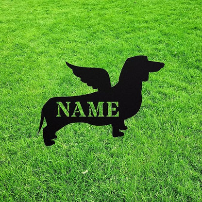 Dachshund Angel Wings Statue Figurine For Garden Memorial Ornament Metal Burial Bereavement Sympathy Gift Grave Marker for Yard Garden Porch Lawn Grassland Park Farm Flowerpot Decor.
