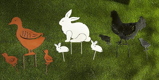 DII Decorative Iron Garden Stake Collection Lawn & Yard Decor, Assorted Sizes, Rabbit Family, 3 Piece