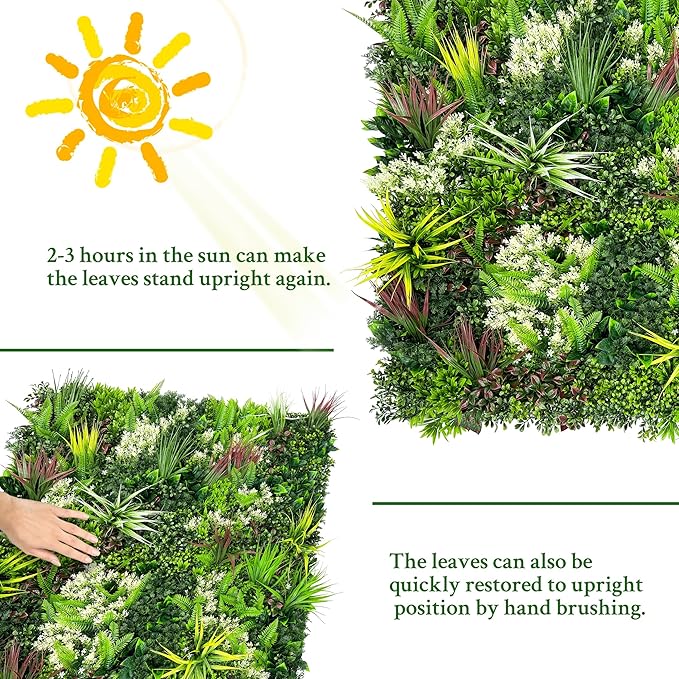 ODTORY Artificial Plant Wall Panels: 50"×120" UV-Anti Faux Grass Wall Backdrop Boxwood Ivy Fence Privacy Screen Fake Greenery Leaf Hedge for Outdoor,Indoor,Garden,Backyard and Home Decor