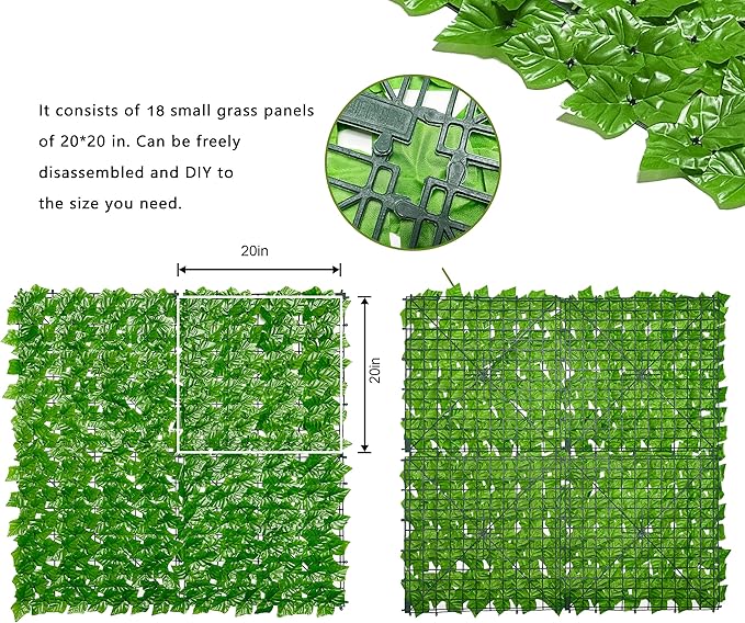 Bybeton 60" x 120" Artificial Ivy Privacy Fence Screen, UV Protected Faux Ivy Privacy Fence Roll, 50 Sq. Ft. Dense Greenery Wall Panels for Outdoor Patio, Garden, Balcony and Backyard Decor
