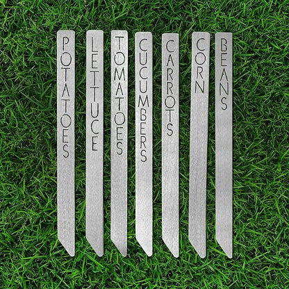 Customizable 12" Metal Garden Markers - Personalized Plant Labels, Herb & Vegetable Stakes, Outdoor Garden Signs, 80+ Varieties for Easy Plant ID (7 pack - 12 inches long)
