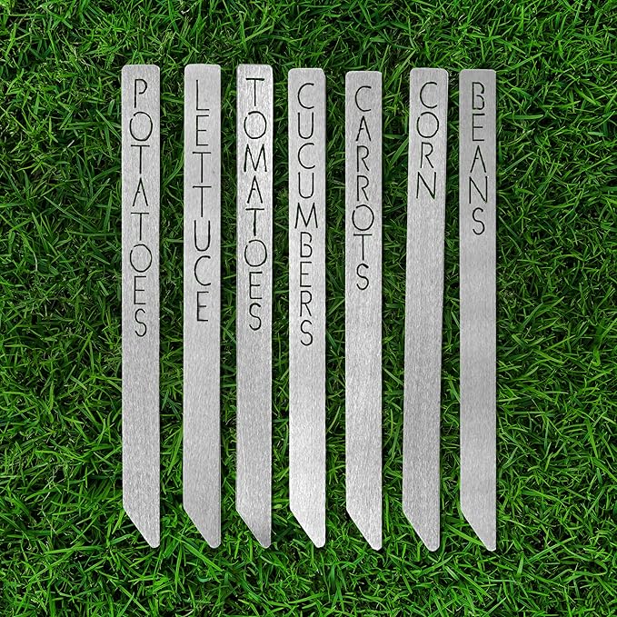 Customizable Metal Garden Markers - Personalized Plant Labels, Herb & Vegetable Stakes, Outdoor Garden Signs, 80+ Varieties for Easy Plant ID (4 pack - 15 inches long)