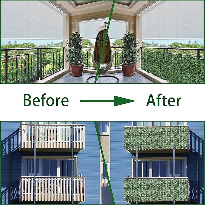 ODTORY Artificial Fence Privacy Screen: 6FT x 20FT UV-Anti Faux Greenery Backdrop Ivy Chain Link Shades Panels for Patio, Balcony, Garden,Deck,Backyard Indoor Outdoor Green Wall Decor