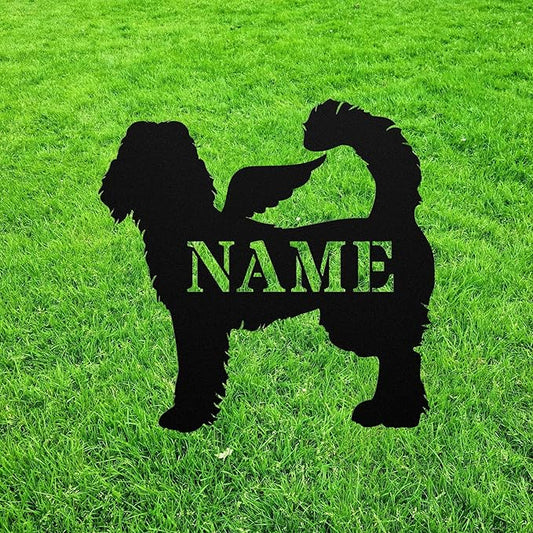 Labradoodle Angel Wings Statue Figurine For Garden Sign Memorial Ornament Metal Burial Bereavement Sympathy Gift Grave Marker for Yard Garden Porch Lawn Grassland Park Farm Flowerpot Decor.