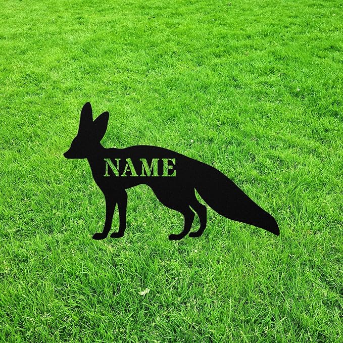 Fennec Fox Yard Statue Stake,Custom Metal Outdoor Garden Art Decor,Memorial Remembrance Sculpture Figurine Figure Silhouette for Yard Garden Porch Lawn Grassland Park Farm Flowerpot Decor.