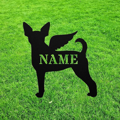 Rat Terrier Angel Wings Rattie Angel Statue Figurine For Garden Sign Memorial Ornament Metal Burial Bereavement Gift Grave Marker for Yard Garden Porch Lawn Grassland Park Farm Flowerpot Decor.