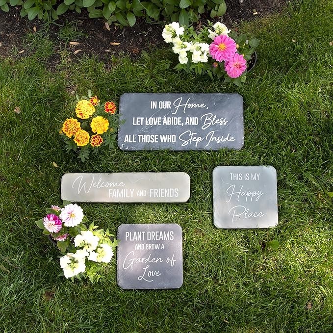 Pavilion – Welcome Family & Friends – 16” Indoor Outdoor Weatherproof Decorative Garden Stepping Stone Housewarming Gift