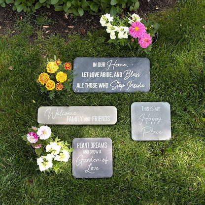 Pavilion – Welcome Family & Friends – 16” Indoor Outdoor Weatherproof Decorative Garden Stepping Stone Housewarming Gift